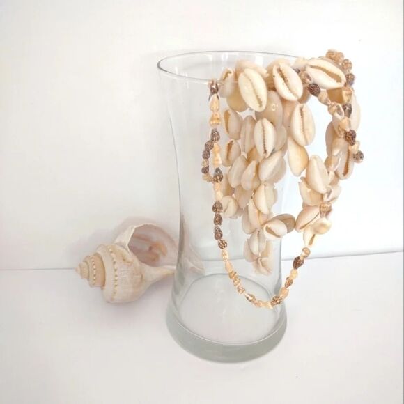 Vintage 70s Clear glass Vase Gathering 8 inches Vase Flowers Seashells - Picture 2 of 12